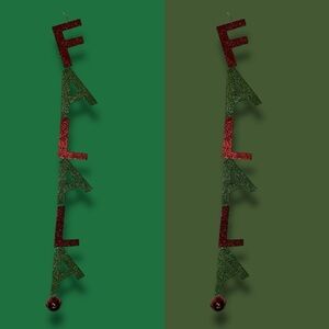 Falalalala Red And Green Glittery Hanging Ornaments - Set Of Two - “Dasher”